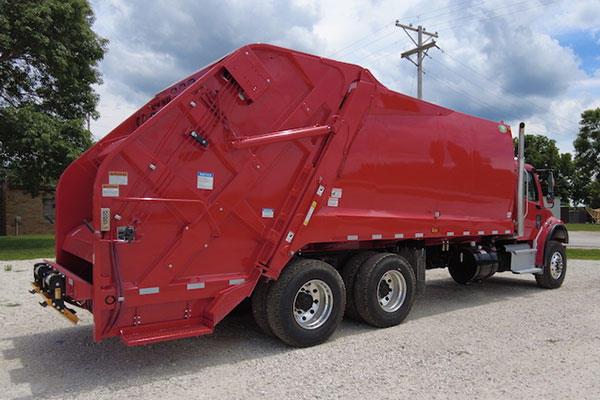 red refuse truck